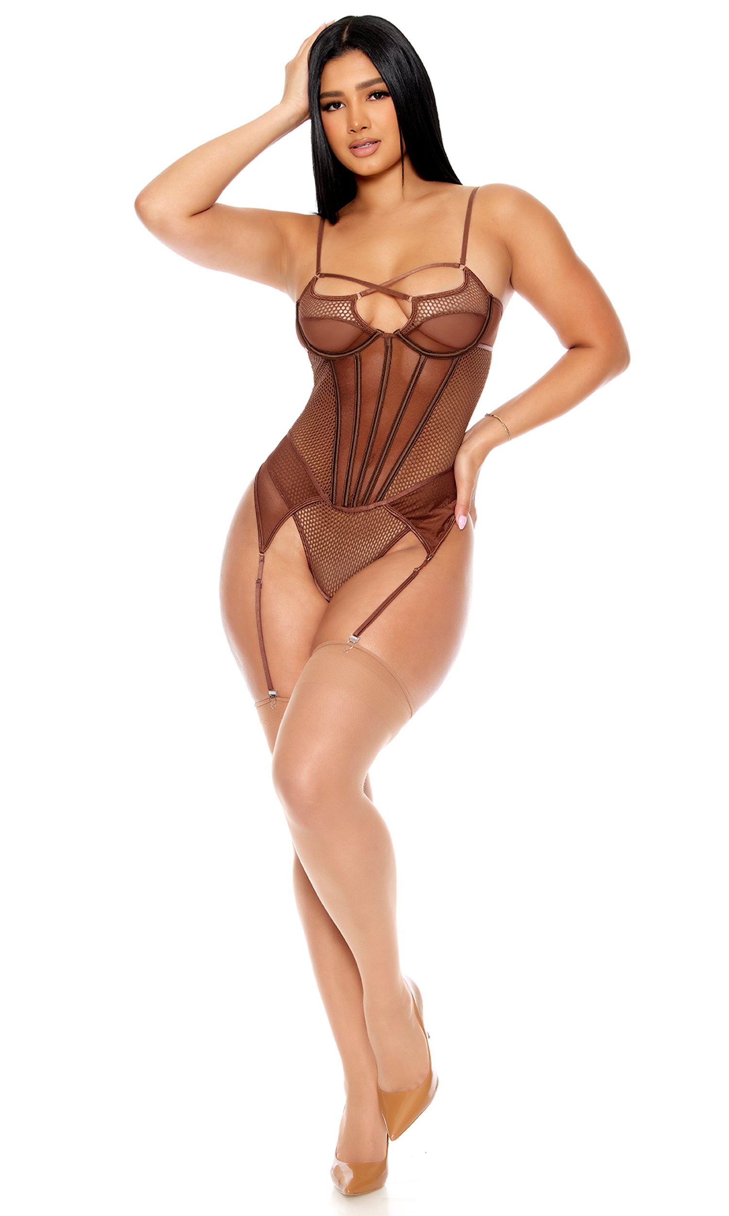 Caught Up O-Net Corset Style Teddy